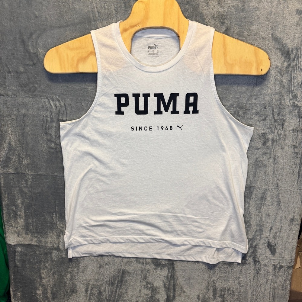 2360 | Puma Since 1948 Graphic Logo Sleeveless Muscle Tank Top White Womens XL